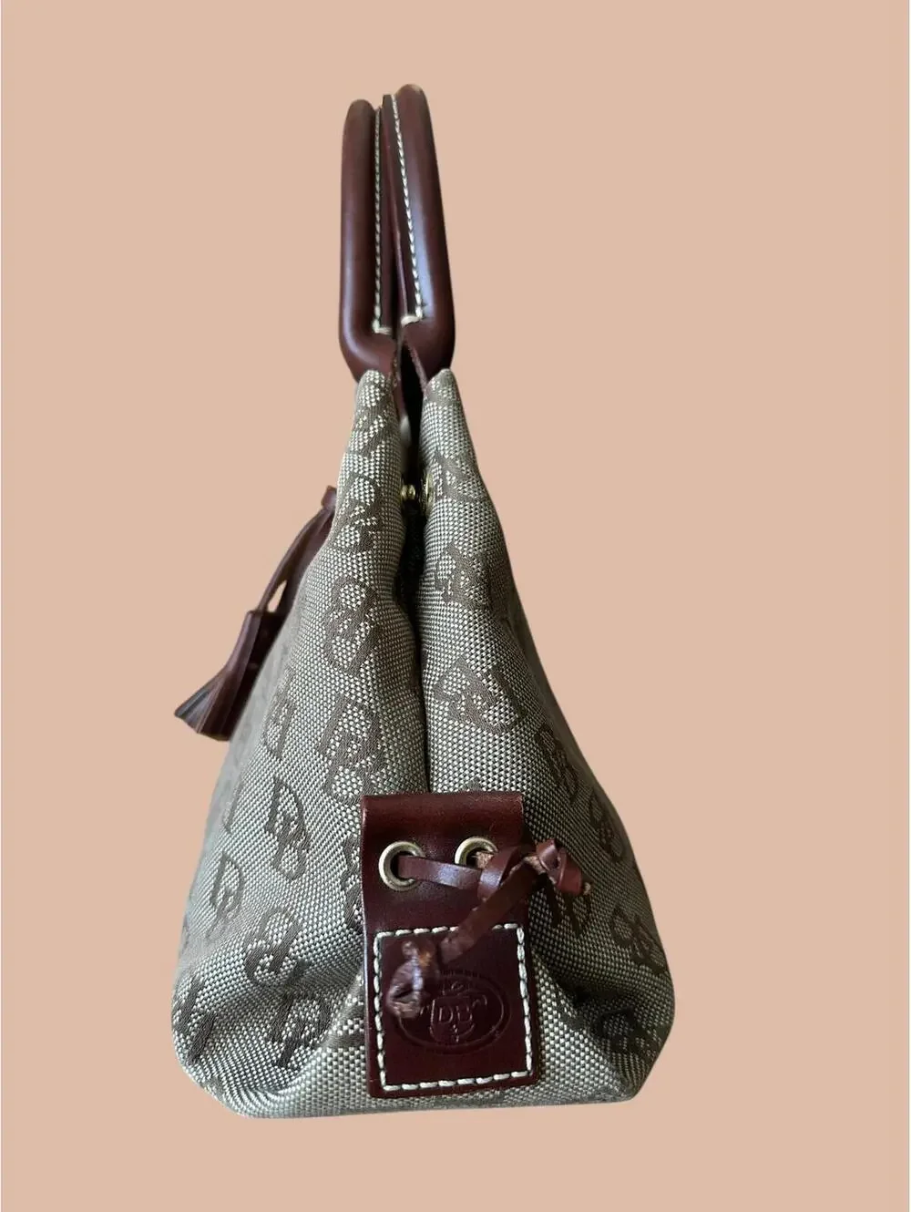 Dooney & Bourke DB Logo Canvas Drawstring Tote Y2K